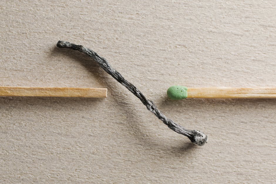 cover-image-276731 Dwa zapałki na neutralnym tle, jedna z zielonym końcem, druga o nieregularnym kształcie.